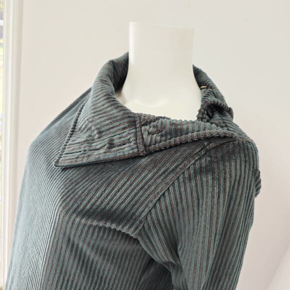 Wooly Bully Wear Colorado Pullover Sweater Size M Gray Velour Convertible Neck - Picture 5 of 7